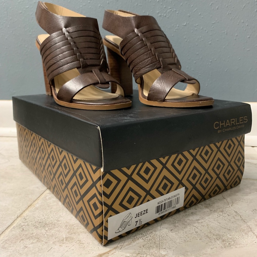 Brown Leather Heeled Sandals